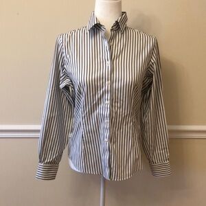 Brooks Brothers Women’s Stripe Petite Tailored Fit Button Down Shirt Size 10P